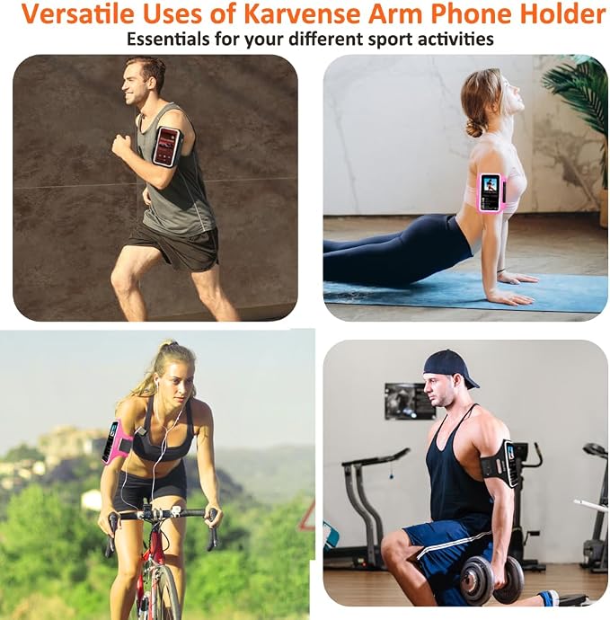 Phone Holder for Running-Arm Band for Running for iPhone & Samsung Galaxy, Cell Phone Armband Holder for Walking, Gym, Workout, Men, Women, w/Adjustable Strap & Zipper Pocket (Pink-M)