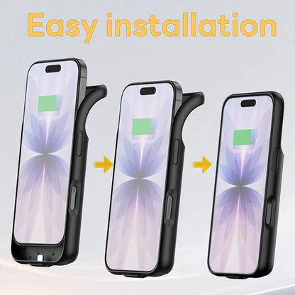 Battery Case for iPhone 17(6.3 inch), 7000mAh Ultra-Slim Protective Extended Charging Charger Case, 15W Fast Charging Rechargeable Battery Pack with Tempered Glass Screen Protector- Black