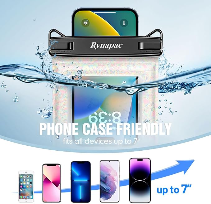 Rynapac [Floatable] Waterproof Phone Pouch 2 Pack - [Up to 8.5"] IPX8 Floating Waterproof Phone Case Dry Bags with Adjustable Lanyard for Beach Vacation Travel Cruise Ship Pool Kayak Essentials