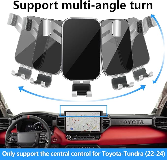 Car Phone Holder for Toyota Tundra 2022-2026 and Toyota Sequoia 2023-2026 [only for 14 inch Touch Screen ]Auto Interior Accessories Best Cell Phones Mount Cellphone Mobile Cradle Charging Stand