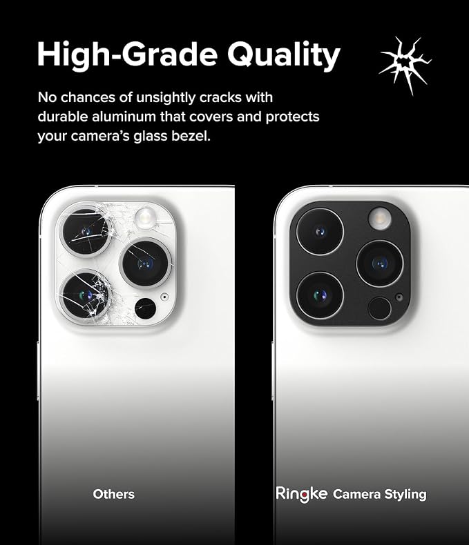 Ringke Camera Styling [Make the Phone Look Better] Compatible with iPhone 15 Pro Max Camera Lens Protector and iPhone 15 Pro Camera Lens Protector, Protective Stylish Aluminum Frame - Black