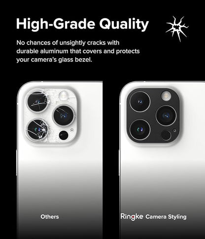 Ringke Camera Styling [Make the Phone Look Better] Compatible with iPhone 15 Pro Max Camera Lens Protector and iPhone 15 Pro Camera Lens Protector, Protective Stylish Aluminum Frame - Black