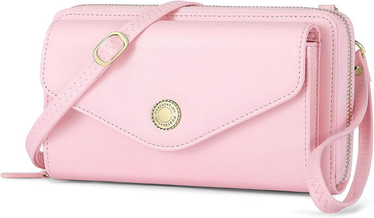Peacocktion Crossbody Bags for Women RFID Wristlet Wallets Travel Vegan Leather Small Clutch Purses with Phone Pocket Zipper