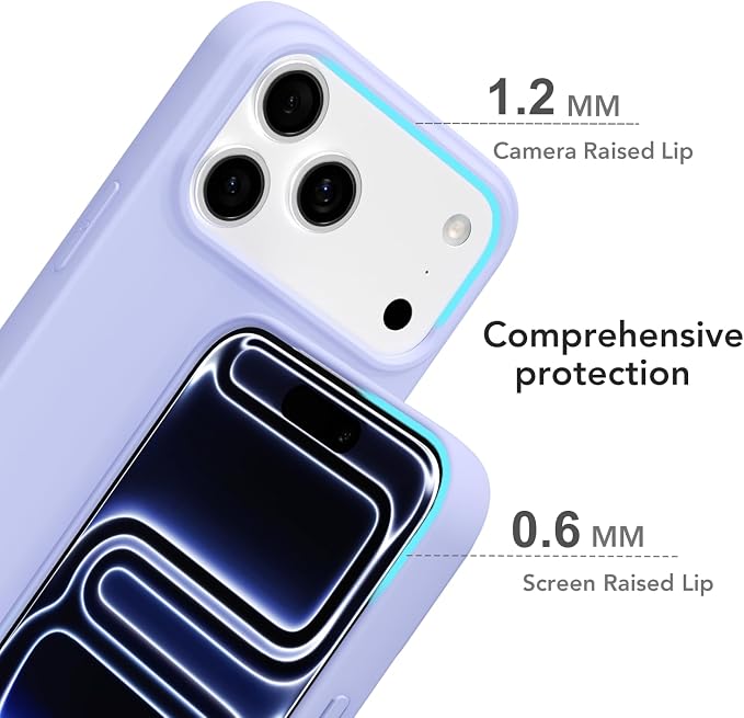 for iPhone 17 Pro Case Silicone Compatible with Magsafe Case, Ultra Slim Thin Magnetic Phone Cases Mag Safe, Cute Soft Rubber Gel Matte Plain Wireless Charging Cover for Women, Purple Lavender