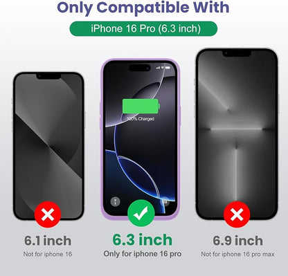 Battery Case for iPhone 16 Pro, [2025 Upgraded] 7500mAh Ultra-Slim Portable Smart Charging Case Rechargeable Protective Extended Charging Cover Only for iPhone 16Pro Battery Pack (6.3 Inch), Purple