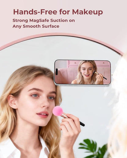 Syncwire Magnetic Suction Phone Mount for MagSafe, Silicone Octo Cup Buddy Sticky Grip Ring Holder, Hands-Free/Selfie/Video for TikTok & Instagram Influencer/Creator, iPhone Compatible,Pearl White