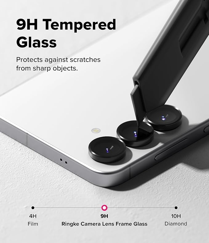 Ringke Camera Lens Frame Glass Compatible with Samsung Galaxy S25 FE Camera Lens Protector [Individual Lens Covers] Tempered Glass Covers and Aluminum Alloy Frames - 2 Pack