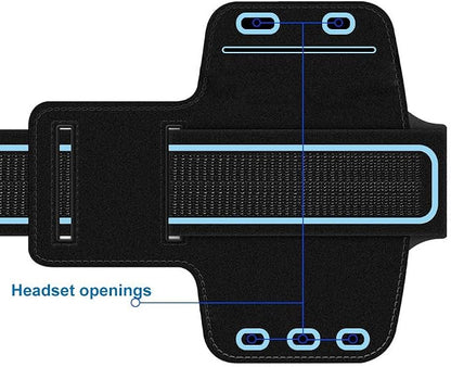 Running Phone Armband by MMOBIEL – Stretchable Sports Arm Band with Key Holder, Reflective Strip & Touchscreen Cover, Fits Phones up to 7.1”, iPhone 17–11 (Black)