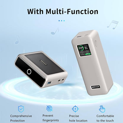 Case for Anker Prime 27,650mAh Power Bank (250W) and 100W Charging Base,NOUKAJU Silicone Protective Cover,Drop-Proof,Scratch-Proof,Protective Case for Anker Prime Power Bank 27,650mAh(Gray)