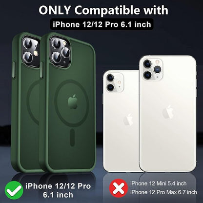 MOCCA Strong Magnetic for iPhone 12 Case/iPhone 12 Pro Case, [Compatible with Magsafe][Mil-Grade Drop Protection] Slim Shockproof Translucent Protective Phone Case for iPhone 12/12 Pro, Midnight Green