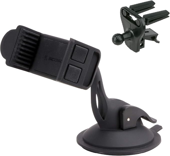 Scosche HDVM Universal 3-in-1 Vent/Windshield/Dashboard Cell Phone Holder Car Mount, Suction Cup Phone Mount with Vent Clip, Compatible with iPhone 16/15/14/13/12 & Mobile Phones up to 3.5 inches