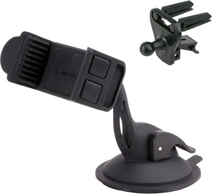 Scosche HDVM Universal 3-in-1 Vent/Windshield/Dashboard Cell Phone Holder Car Mount, Suction Cup Phone Mount with Vent Clip, Compatible with iPhone 16/15/14/13/12 & Mobile Phones up to 3.5 inches
