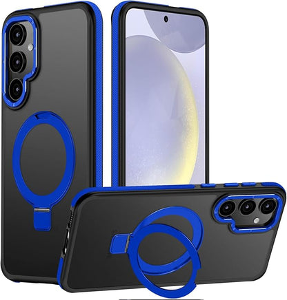 for Samsung Galaxy S24 Case, Magnetic Adjustable Ring Stand [Fit for Magsafe], [Military-Grade Shockproof Protection] Phone Case with Kickstand&Ring Holder (Blue)