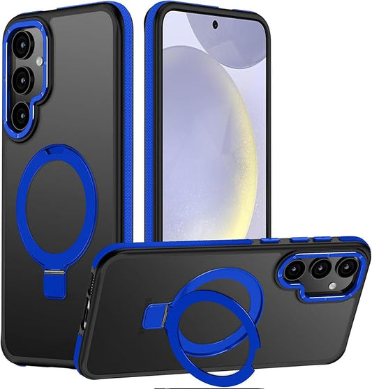 for Samsung Galaxy S24 Plus Case, Magnetic Adjustable Ring Stand [Fit for Magsafe], [Military-Grade Shockproof Protection] Phone Case with Kickstand&Ring Holder (Blue)