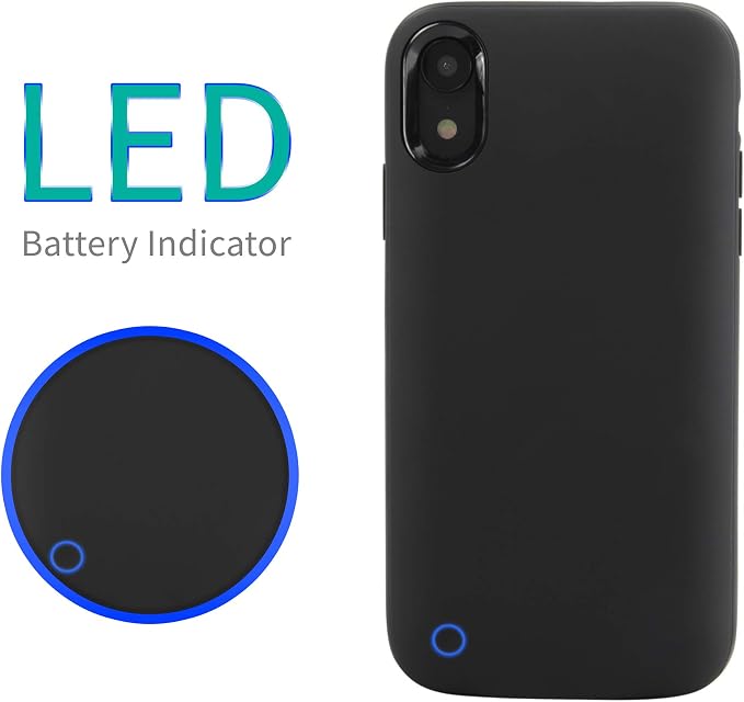 BoxWave Battery Compatible with Apple iPhone XR - RocketPack Slim Edition, Ultra Slim, High Capacity Battery Cover - Jet Black