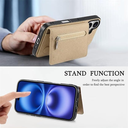 Wallet Case for iPhone 17Pro Max/17/17Pro/17Air, Zipper RFID Blocking Magnetic Closure Cover Card Holder PU Leather (iPhone 17 Air,Green)