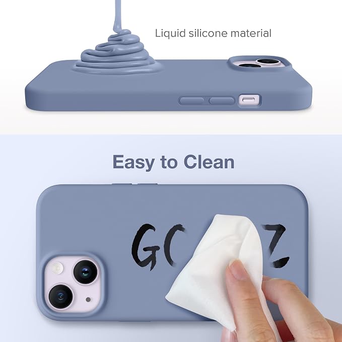 GONEZ Magnetic for iPhone 14 Case, Compatible with Magsafe, with Screen Protector + Camera Protector, Anti-Scratch Microfiber Lining, Liquid Silicone Shockproof Protective Phone Case, Lavender Gray