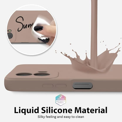 oakxco for Motorola Moto G Power 5G 2024 Phone Case Liquid Silicone, Thin Slim Soft Rubber Gel TPU Plain Simple Cover for Women Girl Cute, Matte Solid Color, Brown Khaki
