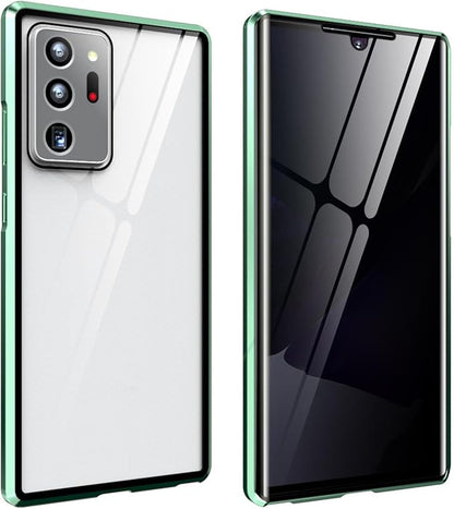for Samsung S24 Ultra Magnetic Tempered Glass Double-Sided Phone Case, Anti peep Adsorption Cover, 360 Full Body Protection Magnetic Phone Case for Samsung Note Series (S21,Green)