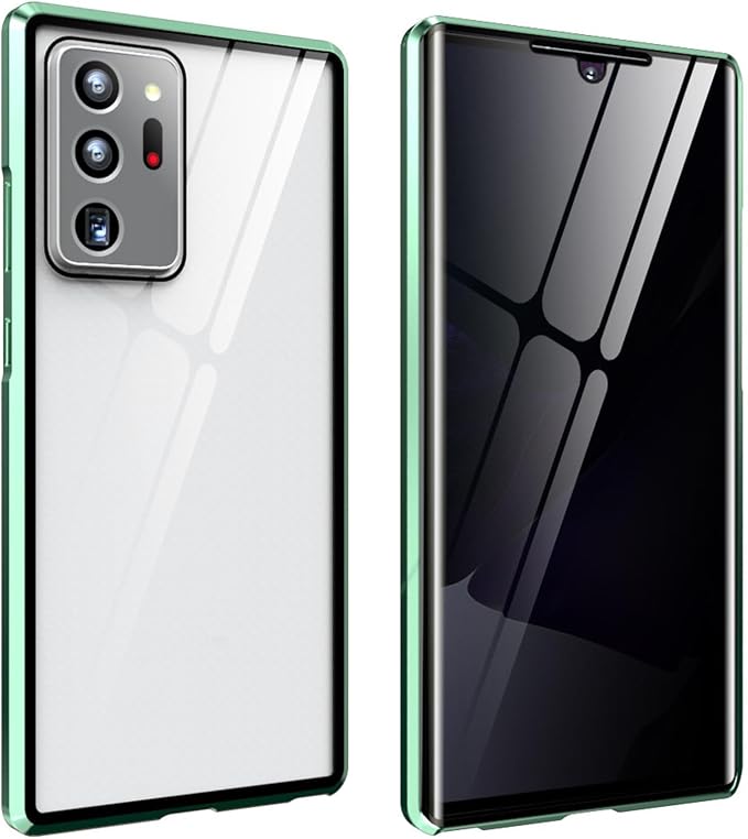 for Samsung S24 Ultra Magnetic Tempered Glass Double-Sided Phone Case, Anti peep Adsorption Cover, 360 Full Body Protection Magnetic Phone Case for Samsung Note Series (S24Ultra,Green)