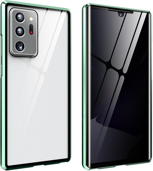 for Samsung S24 Ultra Magnetic Tempered Glass Double-Sided Phone Case, Anti peep Adsorption Cover, 360 Full Body Protection Magnetic Phone Case for Samsung Note Series (S24Ultra,Green)