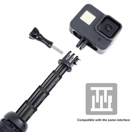 GEPULY Waterproof Selfie Stick Underwater Tripod Pole Hand Grip for Go Pro Hero 13 12 11 10 9 8 7 6 5 4, AKASO,SJCAM,DJI Action 6 Cameras(3-in-1: Monopod,Selfie Stick,Tripod Stand)