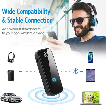 JXTZ Aux Bluetooth 5.3 Adapter for Car, 2 in 1 Wireless Bluetooth Transmitter and Receiver for Headphones Car Home Audio Speaker, Portable 3.5mm Wireless Audio Receiver, Hands-Free Call