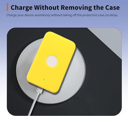 Case for Apple MagSafe Magnetic Power Bank– Soft Silicone Protective Cover Compatible with MagSafe Magnetic Power Bank,Shockproof Anti-Scratch Slim Fit Case,Yellow