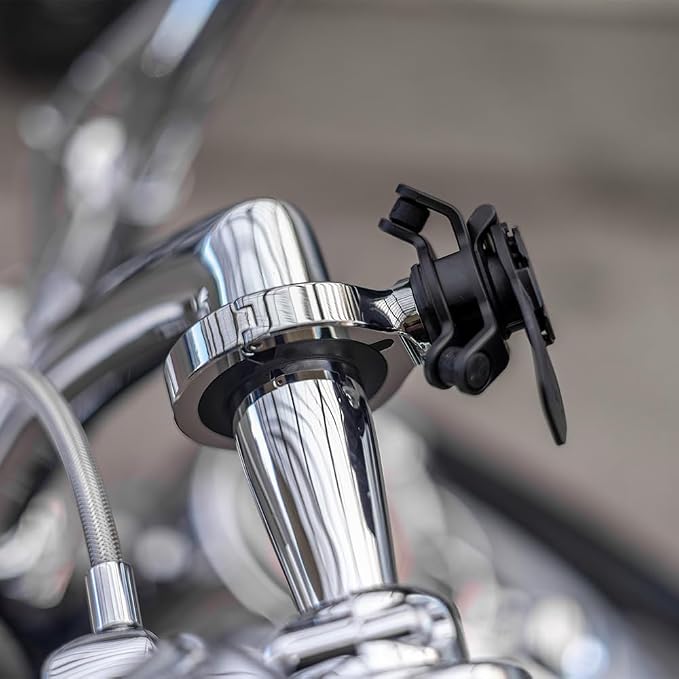 Quad Lock Handlebar Motorcycle Phone Mount PRO Chrome - Large Kit with Vibration Dampener and MAG Universal Adaptor