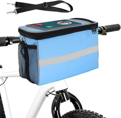 Bike Handlebar Bag - Front Basket with Bike Phone Mount, Bicycle Cooler Pouch Pack for Kids Girls Boys Men Women