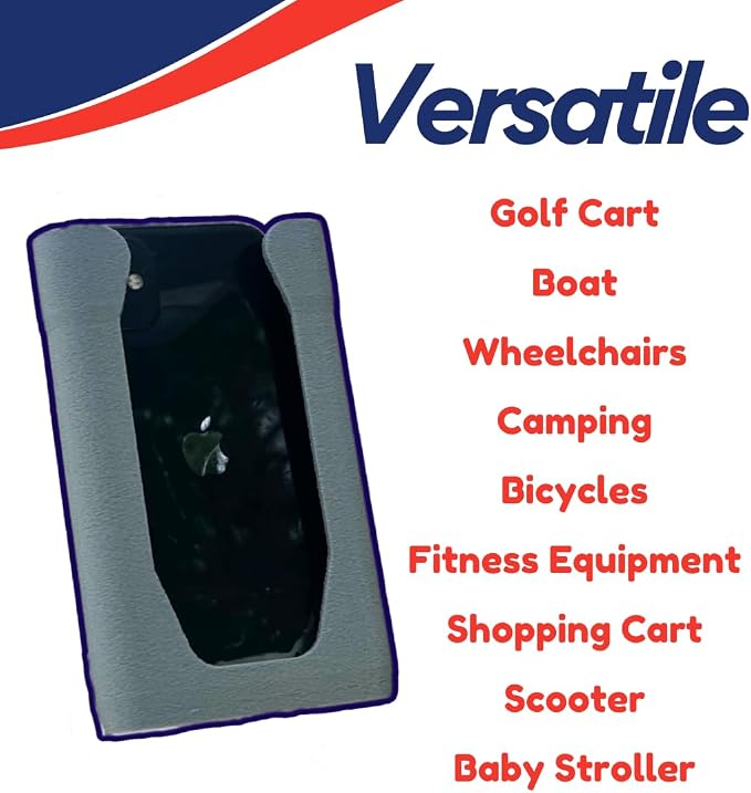 Chatelet Universal Phone Holder with Strap On Design | Phone Mount for Boats, Golf Carts, Pool Umbrellas, Strollers & More | Made in USA (Gray)