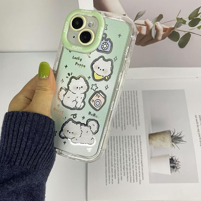 for iPhone 15 Case Animals Cartoon Pattern Soft TPU Protective Shockproof Aesthetic Phone Cover (Cat, for iPhone 15)
