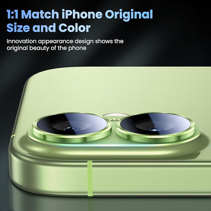 Uyiton Compatible with iPhone 17 Camera Lens Protector - [Not Easy to Break][Strong Adsorption][Case-Friendly] Metal Tempered Glass Rear Camera Screen Cover - Sage