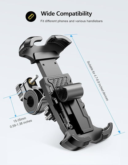 Viccux Motorcycle Phone Mount, Upgrade [Never Fall Off] [0 Shake] Bike Phone Mount, [3s Put & Take] 360° Rotatable Phone Holder for Motorcycle Bike Bicycle Scooter Compatible with Cellphones 4.7-6.8”
