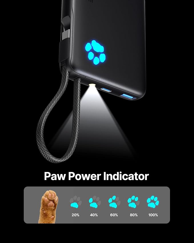 INIU Portable Charger with Flashlight, 45W Fast Charging Tablet Power Bank with USB C Cable, 10000mAh Powerbank, Battery Pack for iPhone 17 16, iPad, Samsung S25 etc Travel Essential, Emergency Light