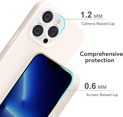for iPhone 13 Pro Max Case Silicone Compatible with Magsafe Case, Ultra Slim Thin Magnetic Phone Cases Mag Safe, Cute Soft Rubber Gel Matte Wireless Charging Cover for Women, Beige Stone Cream