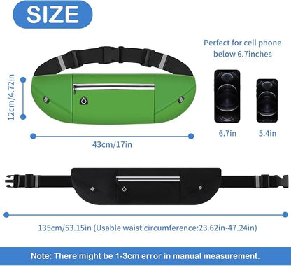 Slim Running Belt Fanny Pack for Men Women, Running Phone Holder Runners Pouch Waist Pack for Workout (1198, Green)