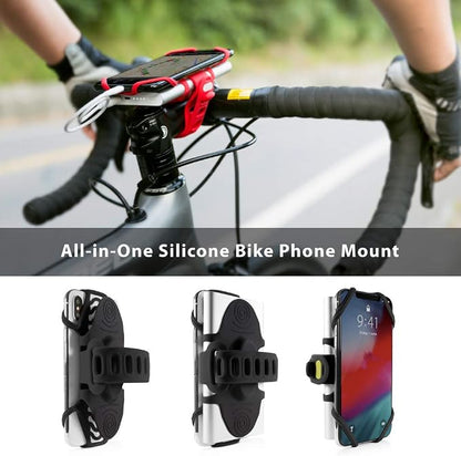 Bone Bike Tie Pro Pack 1, Bike Cell Phone + Charger Mount for Stem, Scratch-Free Silicone Holder, Universal Cycling Phone + Power Bank Holder Compatible with Most Smartphone (Black - 2-in-1 Mount)