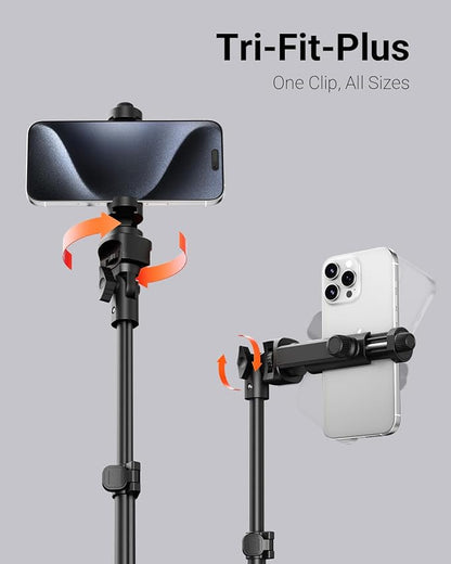 66" Phone Tripod, Tripod for iPhone with Remote & Phone Stand, Extendable Cell Phone Tripod for Video Recording, Ultimate Tripod & Monopod Accessories for iPhone/Android, Clamp Mount