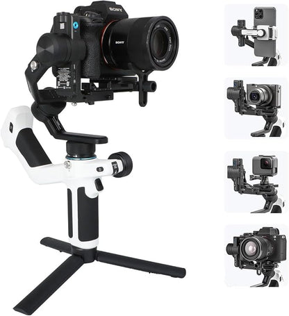 FeiyuTech SCORP Mini 2 Kit (White) Gimbal Stabilizer for Camera & Smartphone, 3-Axis Handheld Gimbal with AI Tracking, Gesture Control, Quick Release, Touchscreen, for Vlogging YouTube TikTok GoPro