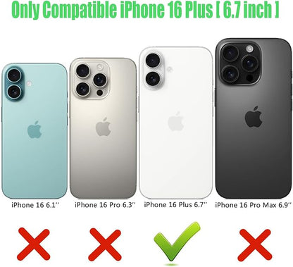 Wireless Charging Case for iPhone 16 Plus, 12000mAh High Capacity Portable Rechargeable Battery Case Qi Wireless Charging Compatible with iPhone 16 Plus (6.7 inch) Extended Battery Charger Case-Black