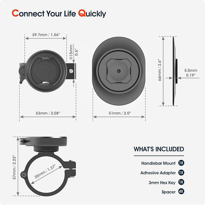 Bike Phone Mount - Stable Aluminium Bicycle Handlebar/Stem Phone Holder with Secure Dual-Lock, 1-Hand Quick Release for 4-7.3 inch Cell-Phones, Cycling Clamp Fit E-Scooter, MTB, Mountain, Road Bikes