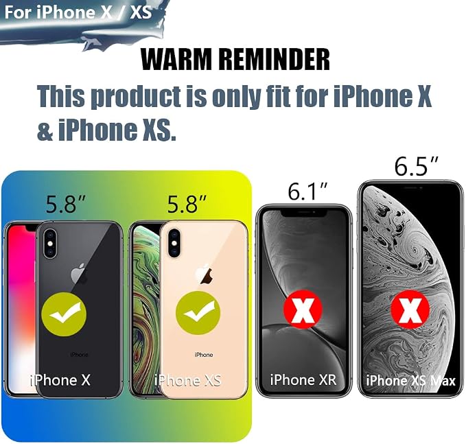 Battery Case for iPhone X & iPhone Xs, 5000mAh Rechargeable Extended Battery Charging Charger Case, Add 2X Extra Juice, Support Wired Headphones (5.8 inch) Black