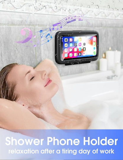 LC-dolida Shower Phone Holder Waterproof 480 Rotation Phone Stand Case Mount for Bathroom Batheub Kitchen Wall Mirro Compatible with iPhone 17 16 15 14 13 Plus Pro Max XS XR up to 6.8" Cell Phone