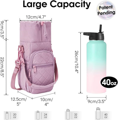 sportsnew Water Bottle Holder with Strap 32oz 40oz Insulated Water Bottle Carrier Sling Bag with Phone Pocket Crossbody