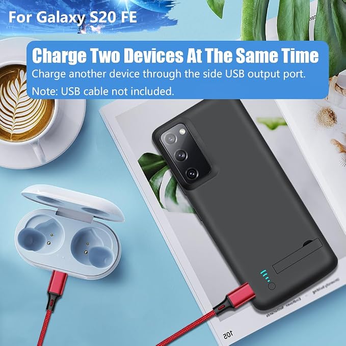 Upgraded Battery Case for Samsung Galaxy S20 FE 5G, 5000mAh Rechargeable Extended Battery Charging Charger Case, Add 100% Extra Juice (6.5 Inches) Black