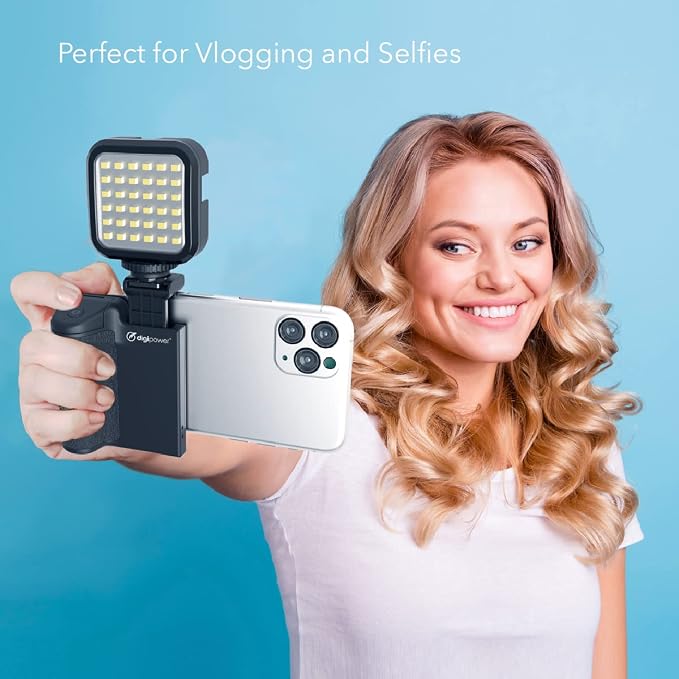 DigiPower Pocket Grip Stabilizer with Wireless Shutter Remote & Table-Top Mini Tripod for Mobile Phone, Works with iPhones & Android Smartphones for Filming YouTube, TikTok, & Instagram Videos,