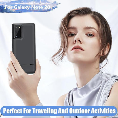 Upgraded Battery Case for Samsung Galaxy Note 20 5G, 6000mAh Rechargeable Extended Battery Charging Charger Case, Add 100% Extra Juice (6.7 Inches) Black