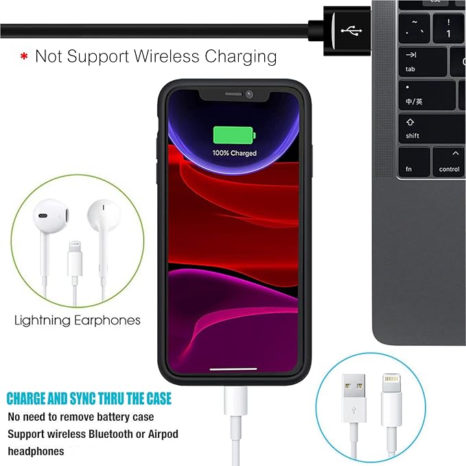 Battery Case for iPhone 11, Upgraded 7000mAh Rechargeable Portable Charging Case Compatible for iPhone 11 (6.1 inch) with Carplay Extended Battery Pack Charger Case (Black)