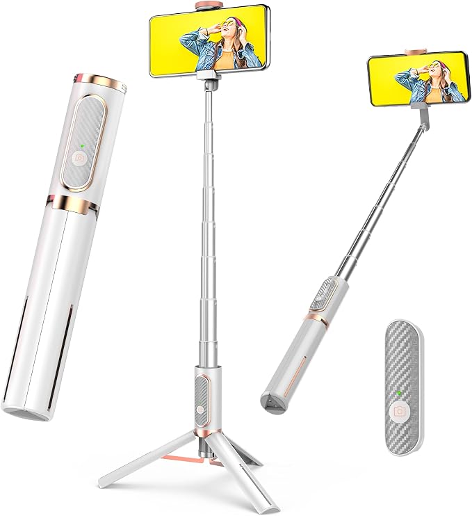 JUYOUYI Tripod for iPhone，Selfie Stick with Remote, Aluminum Alloy Best Foldable Mini Extendable Tripod Stand 270° Rotation Compatible with iPhone/Android Travel Essentials